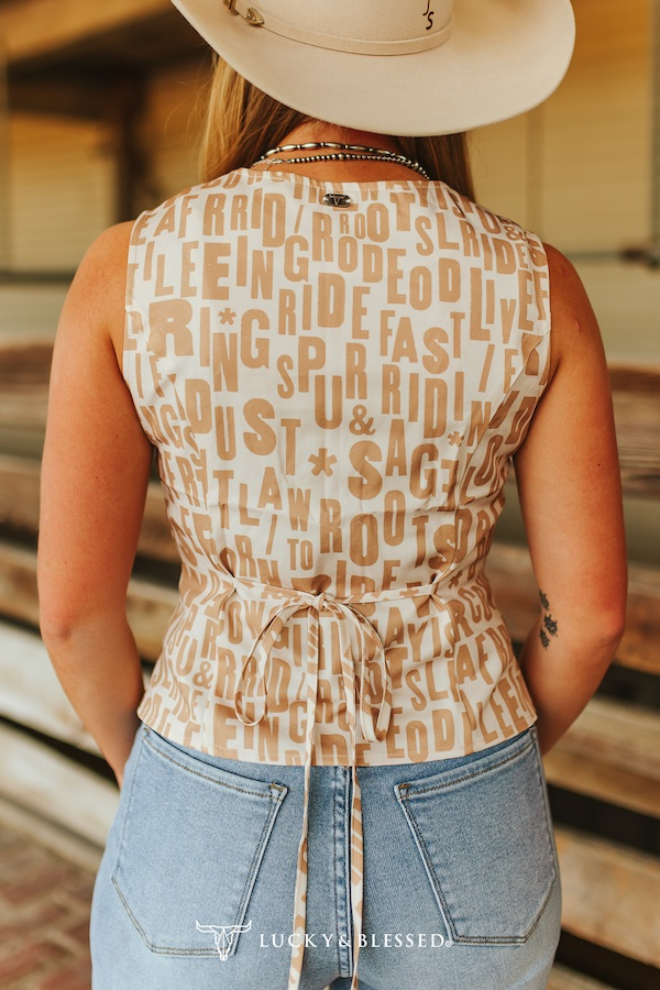 Veste western imprimée beige
