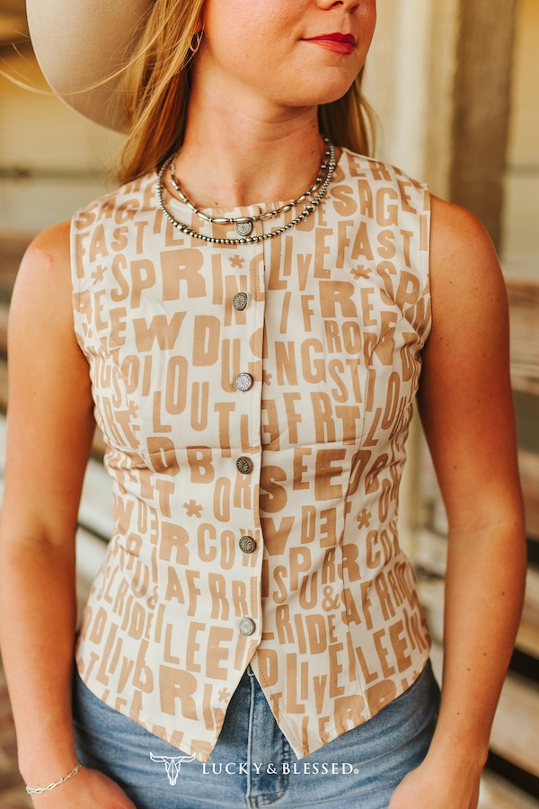 Veste western imprimée beige