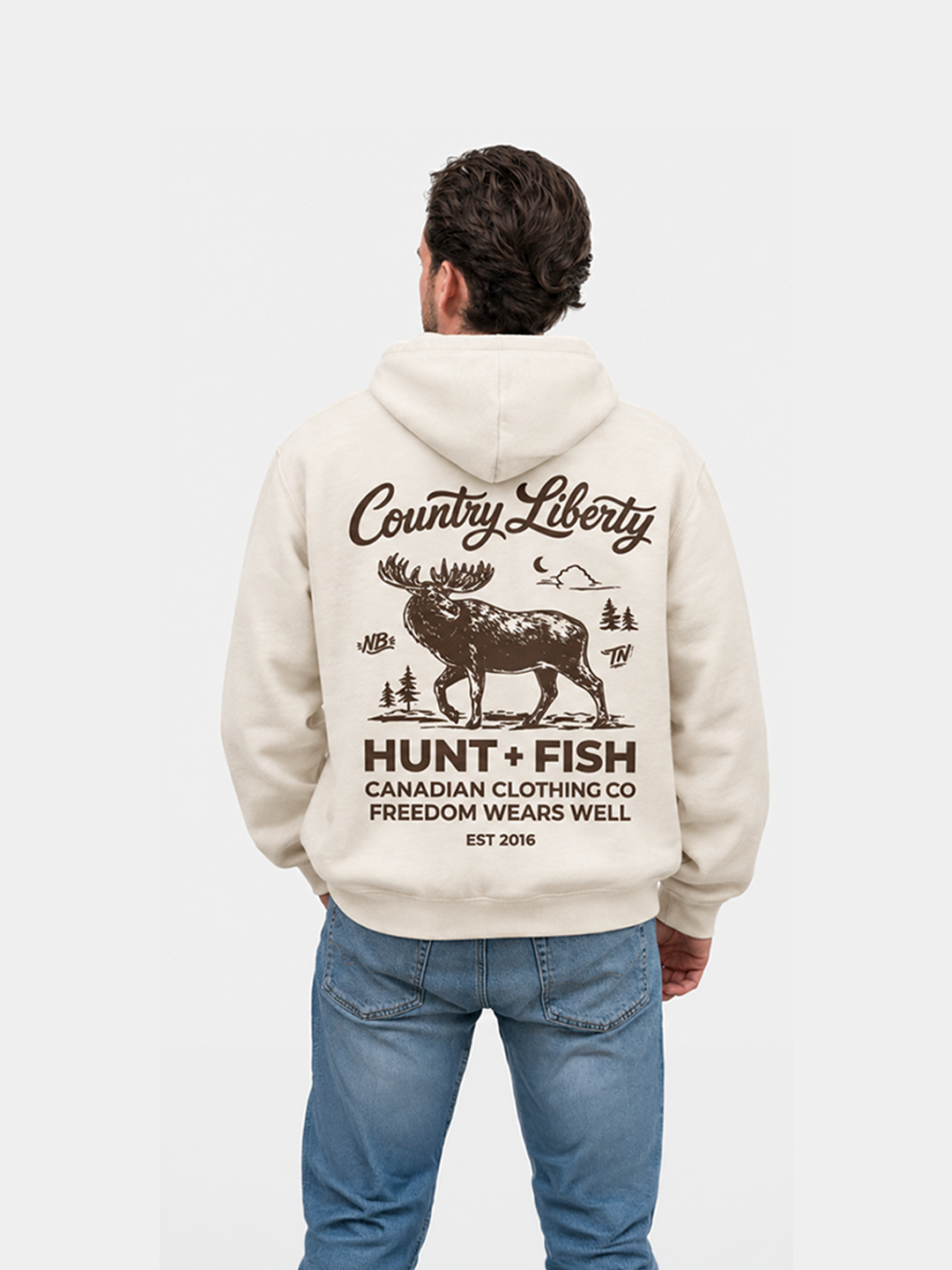 Natural Moose Hunt+Fish Hoodie – dos