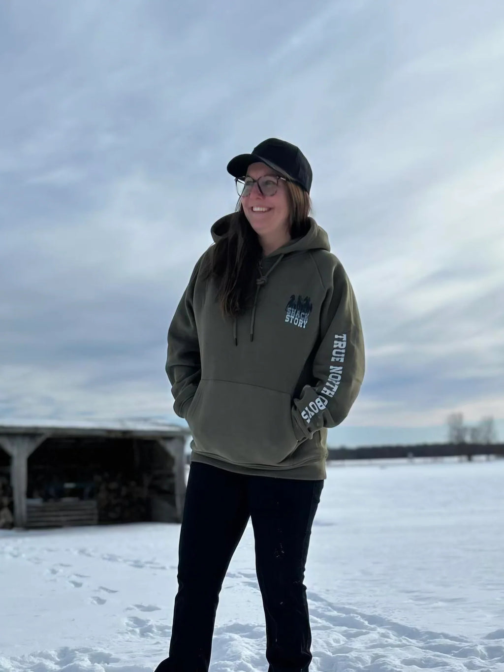 Hoodie Shack Story 3 horses kaki