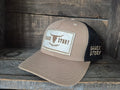 Casquette peau de vache rectangle Taupe