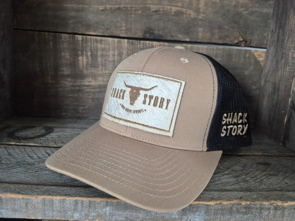 Casquette peau de vache rectangle Taupe