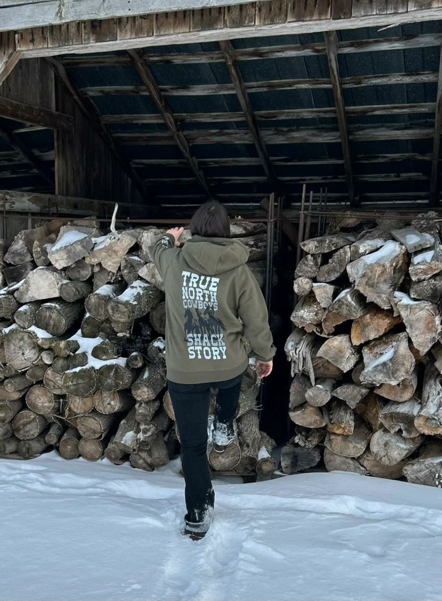 Hoodie Shack Story 3 horses kaki