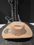 Chapeau de cowboy feutre laine brun