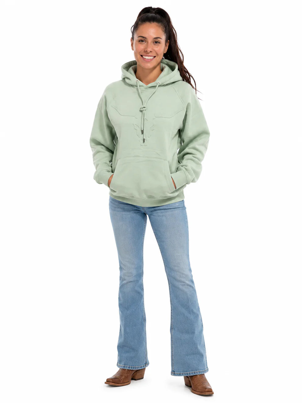 Hoodie Femme Embossed Skull - Mint