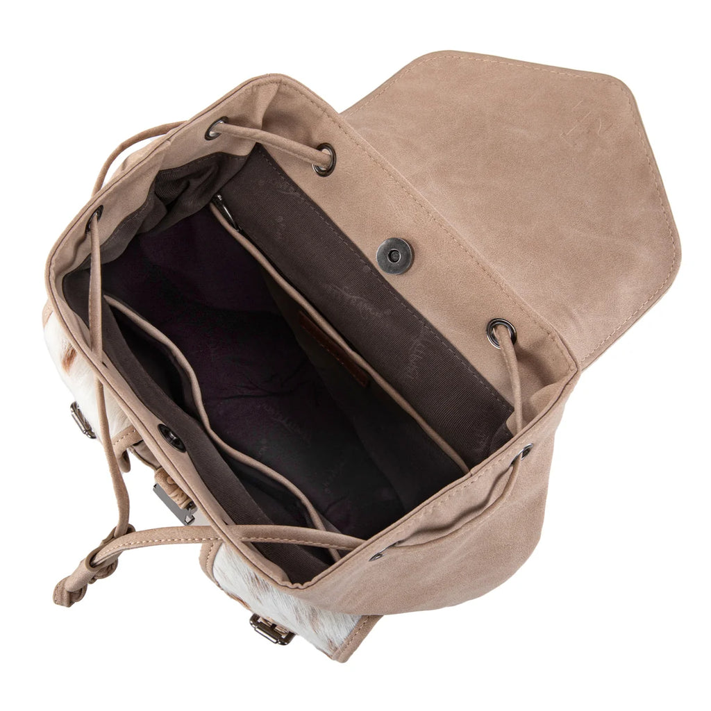 Sac à dos Trinity Ranch en cuir poil de vache – Tan